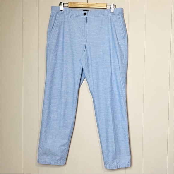 Talbots Relaxed Chino Pants 10 100% cotton Newport Chambray light blue summer - Picture 2 of 12